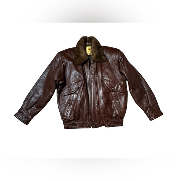 Leather Bomber With Fur Collar, small - Picture 5 of 16